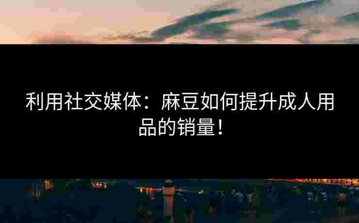 利用社交媒体：麻豆如何提升成人用品的销量！